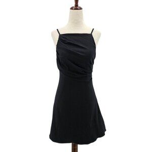 NEW Mustard Seed Womens Small Dress Mini Black Sleeveless Rouched Cocktail Party